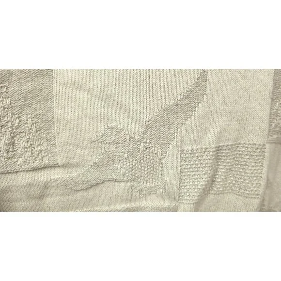 Vtg Croft & Barrow Sweater Mens XL Cream Ducks Tree Embossed Graphic USA Sweater - Picture 5 of 14